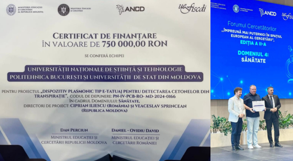 Celebrating Bilateral Excellence: Award of 'Plasmonic e-Tattoo Device for Ketone Detection from Sweat' at the Researchers’ Forum in Chișinău